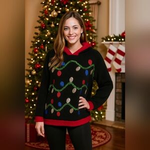 Cozy “Celebrate Together” Christmas Lights Hoodie – Size LargeUgly Sweater